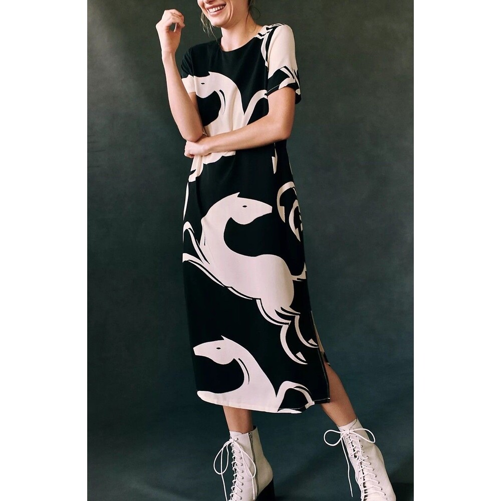 Anthropologie Corey Lynn Calter Caballos Horse Print Column Midi Dress Small